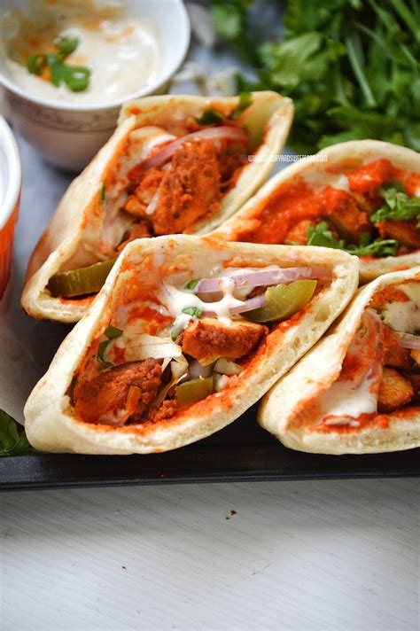 Spicy Chicken Shawarma Pita Pockets With Harissa Sauce Savoryandsweetfood