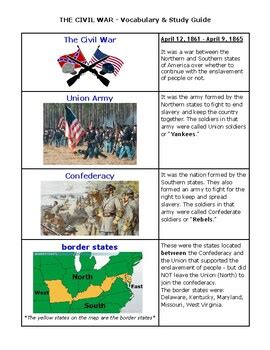 Civil War Chapter Vocabulary