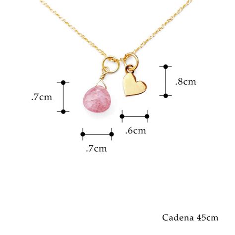 Collar Cuarzo Rosa Corazón Plata 925 Baño Oro 24K en Frasco Armario