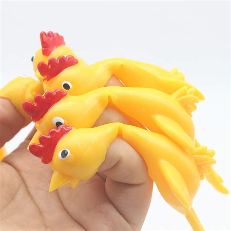 3pcs Rubber Chicken Flick Chicken Flying Chicken Flingers Stretchy Toy