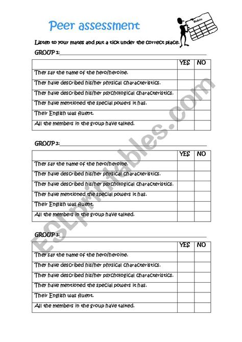 Peer Assessment Esl Worksheet By Nupe