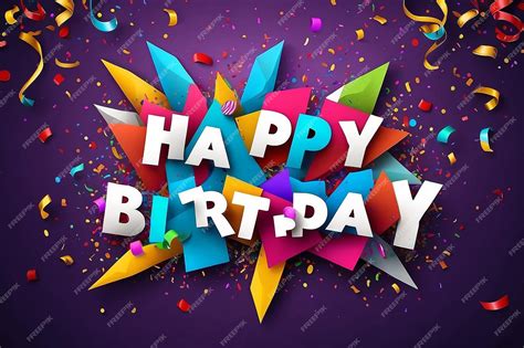 Premium Photo Happy Birthday Paper Sign Over Confetti Vector Holiday