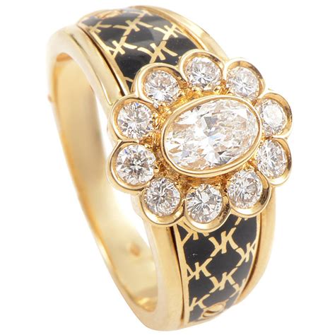 Korloff Yellow Gold Diamond And Black Enamel Ring At 1stdibs