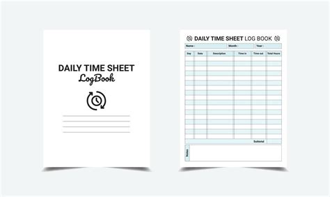 Daily Time Sheet Logbook Planner Template Design For Low Content Kdp