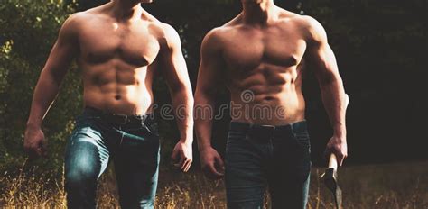 Eotic Man Strong Men Showing His Perfect Naked Body Bare Torso