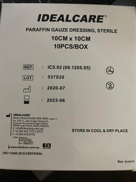 Sterile Paraffin Parafin Gauze Dressing 10cm X 10cm 10pcs Box Lazada