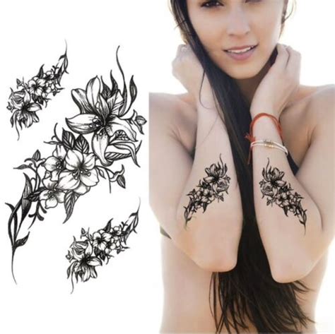 Tempor Res Tattoo Blumen Set Orchidee Lilien Wasserfest K Rperkunst