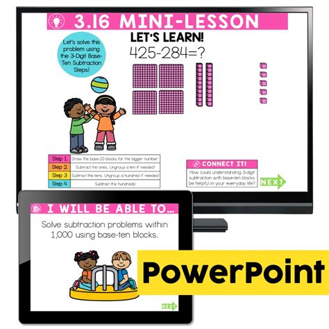 Lucky To Learn Math 3 Digit Subtraction With Base Ten Blocks Lesson