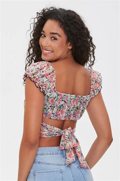 Floral Tie Back Crop Top