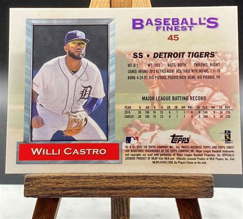 Topps Finest Flashbacks Willi Castro Rookie Card Rc Detroit