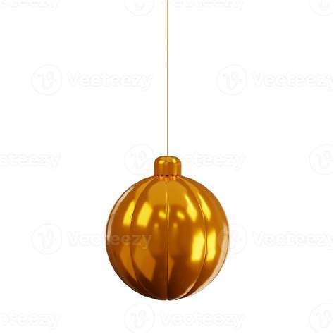 3d Rendering Golden Christmas Ball Hanging On A String 18746007 Png