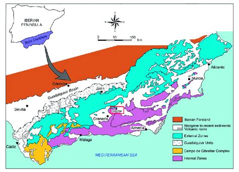 Geological Sketch Of The Betic Cordillera The Study Area Is Outlined