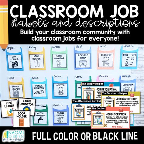 Classroom Job Labels And Descriptions Naomi Obrien Read Like A Rockstar