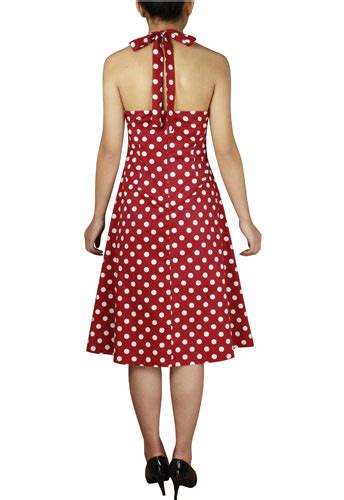 Plus Size Rockabilly Red And White Polka Dot Halter Dress [36414] 44