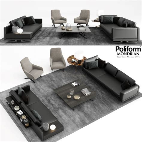 Poliform Mondrian Sofa 3 3D Model For VRay