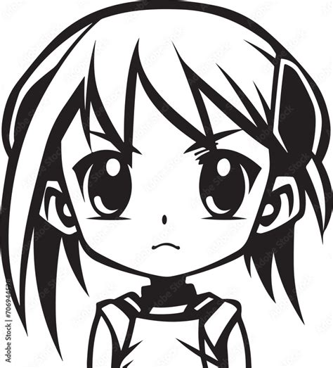 Cute Cartoon Anime Girl Coloring Page Illustration Generative Ai Stock Vector Adobe Stock