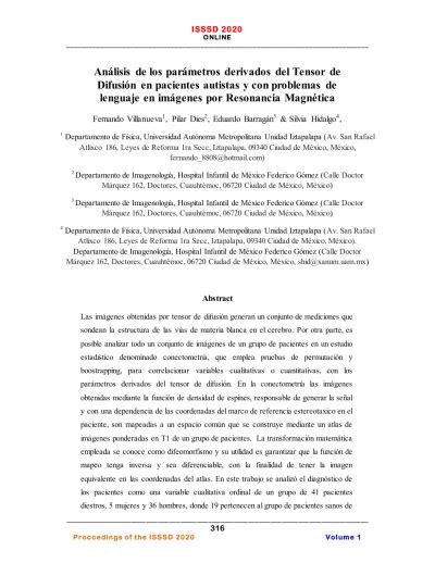 An Lisis De Los Par Metros Derivados Del Tensor De Difusi N En