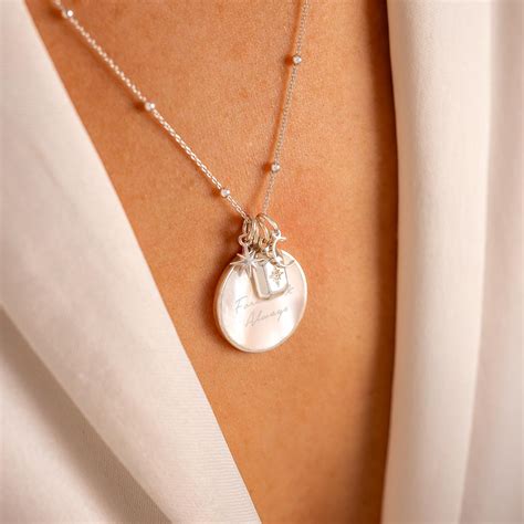 Sterling Silver Mother Of Pearl Personalised Charm Necklace Bloom