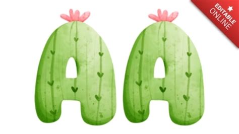 識字 Cactus Alphabet Font Generador de Efectos de Texto