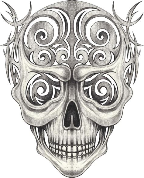 Art Fancy Skull Tattoo Hand Drawing And Make Graphic Vector 21979228