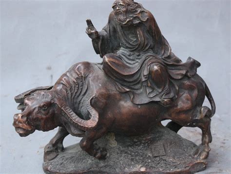 12 Old Folk China Bronze Copper Taoism God Lao Zi Lao Tzu Ride Bull Ox