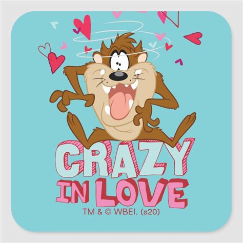 Taz™ Crazy In Love Square Sticker Zazzle Crazy Love Looney Tunes