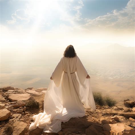 Premium Photo Jesus Christ Adorned In A Dazzling White Robe Stands On