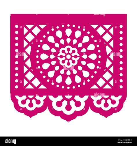 Papel Picado Vector Design With Flowers Grid And Geometric Mandala