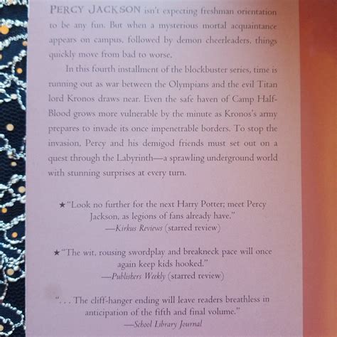 Percy Jackson And The Olympians Book Four The Battle Of The Labyrinth