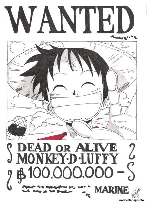 Coloriage Wanted Luffy By Rikku One Piece Dead Or Alive Dessin One