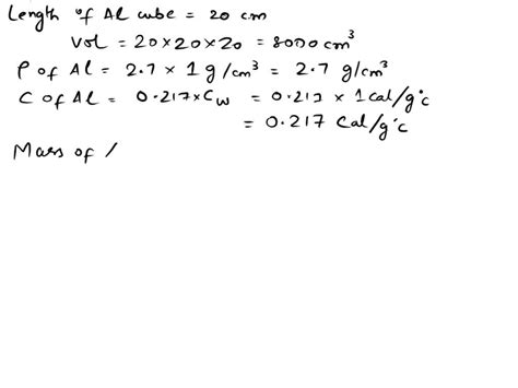 SOLVED A Cube Of Aluminum Has An Edge Length Of 20 Cm Aluminum Has A