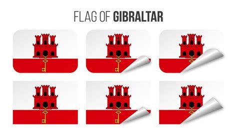 Premium Vector Gibraltar Flag Labels Stickers Set Vector Illustration