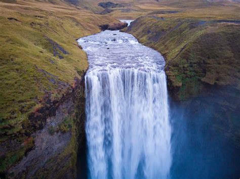 Aerial View Of Skogafoss Waterfall, Iceland By Drone Stock Image ...