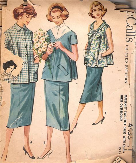 Vintage 1958 Mccall S 4455 Maternity Two Piece Dress 3 Etsy Blouse