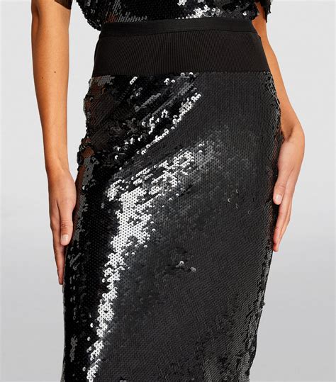 Womens Rick Owens Black Sequin Embellished Maxi Skirt Harrods Uk