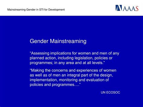 Ppt Mainstreaming Gender Concerns In Applying Science Technology And Innovation To Support