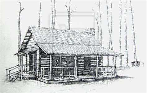 Log Cabin Line Drawing Bailey Log Cabin By Nancyzurenda Pencil