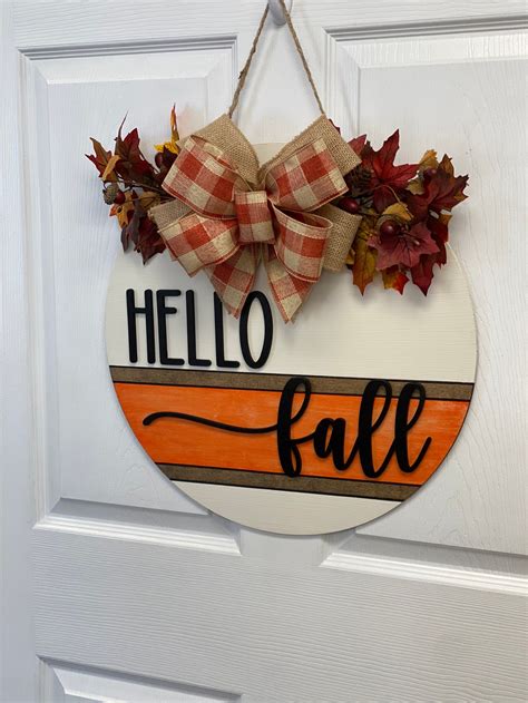 Hello Fall Door Hanger Fall Door Hanger Door Wreath Etsy