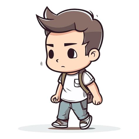 Premium Vector Boy With Backpack Walking Cartoon Vector Illustration