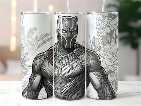 Black Panther Tumbler Wrap Marvel Sublimation Designs For Digital