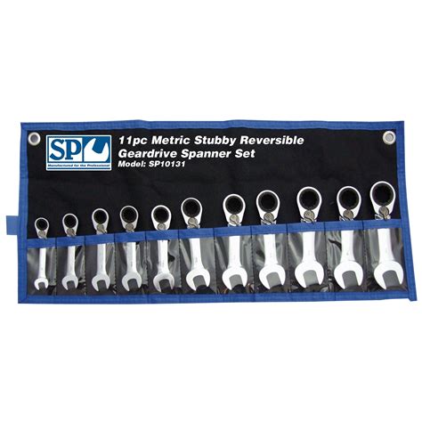 SP Tools SP10131 11Pc Stubby Metric 15 Offset Reversible Wrench