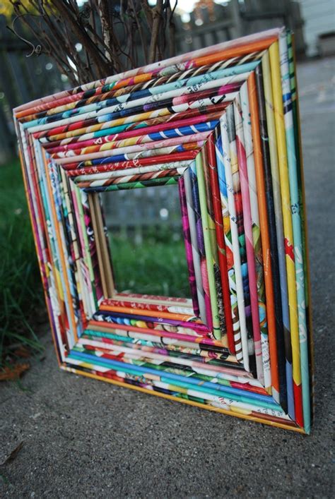 Reclaimed Magazine Mirror Etsy Newspaper Crafts Recycled Magazines