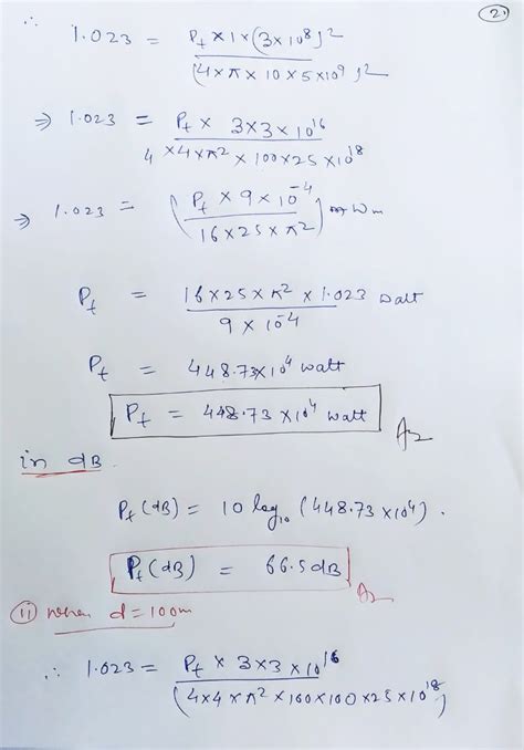 Solved A Under A Free Space Path Loss Model Find The Transmit Power