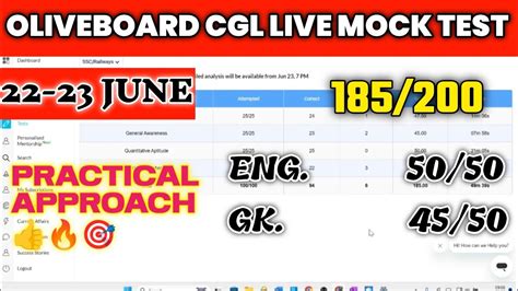 Oliveboard Live Mock Test Today 22 23 June May CGL Pre Mock Ssc