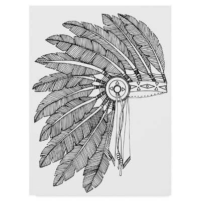 Ebern Designs Feather Headdress Line Art By Laura Miller Wrapped