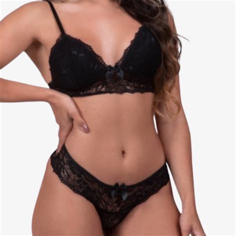 Lingerie Conjunto Sol De Renda Sutia Sem Bojo E Calcinha Forro Sensual Shopee Brasil