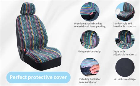 Shineewin Baja Saddle Blanket Car Seat Covers Colorful Stripe Woven Cloth