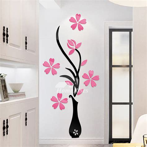 Flower Wall Stickers Acrylic 3D Self Adhesive Home Decor Kitchen