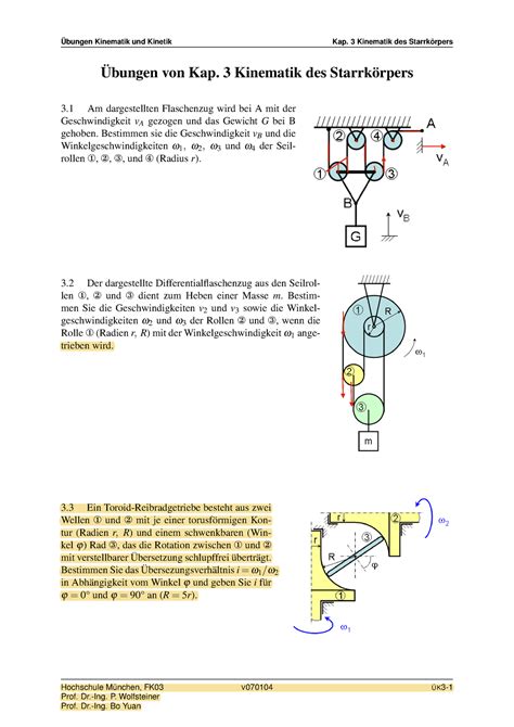 Übung Kapitel 3 TM3 Übungen Kinematik und Kinetik Kap 3 Kinematik