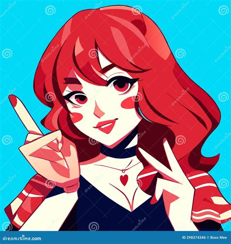 A Vector Illustration Of A Beautiful Girl With Red Hair In Retro Style